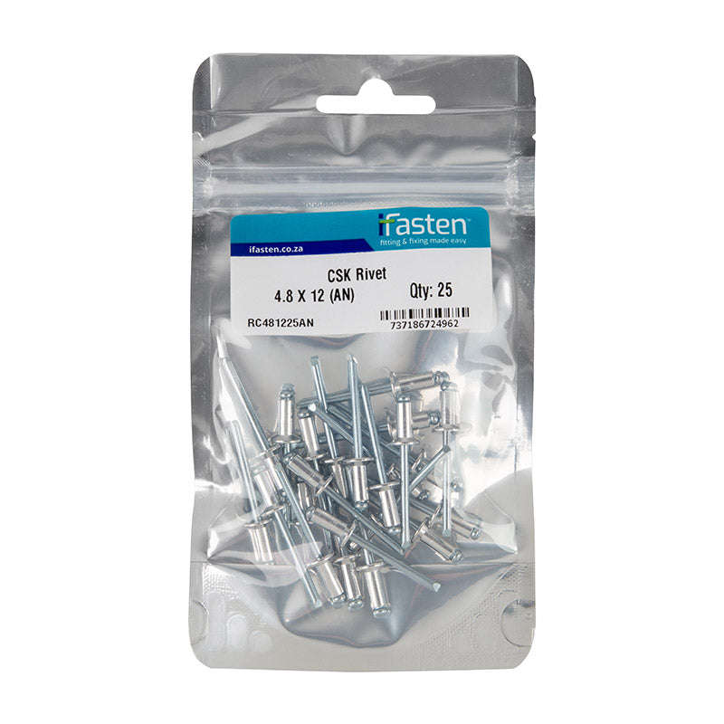 Ifasten Rivet Csk 4.8 Mmx12 Mm 25 Pp