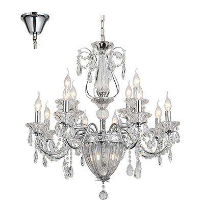***12 Lt Chandelier Crystal Chrome E14 12 X 40w + 2 X G9 Led 5 W