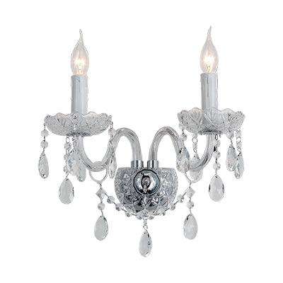 ***2 Lt Wall Light Crystal Chrome E14 2x40w