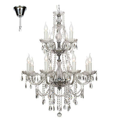 ***12 Lt Chandelier Crystal Chrome E14 12x40w