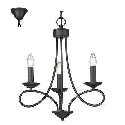 3 Lt Chandelier Black E14 3x40w