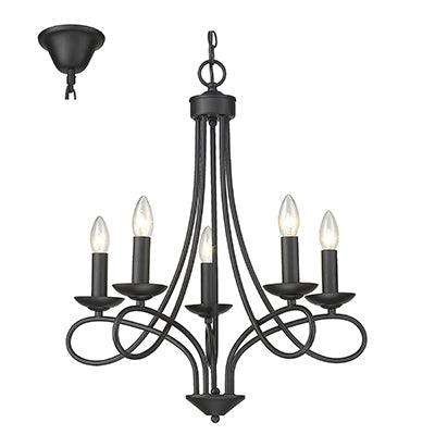 5 Lt Chandelier Black E14 5x40w