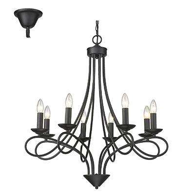 8 Lt Chandelier Black E14 8x40w