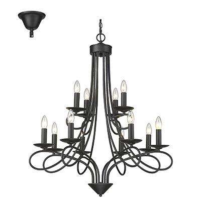 12 Lt Chandelier Black E14 12x40w