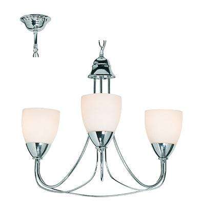 3 Lt Tulip Chandelier Glass & Chrome E14 3x40w