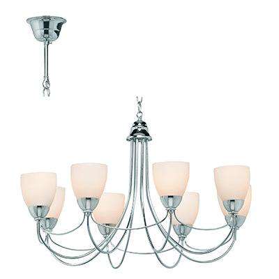 ***8 Lt Tulip Chandelier Glass & Chrome E14 8x40w