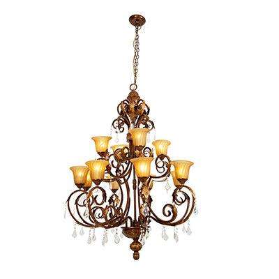 12 Lt Real Chandelier Bronze E27 12x60w