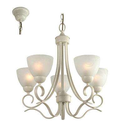 ***Beau Chandelier French White E27 5x60w
