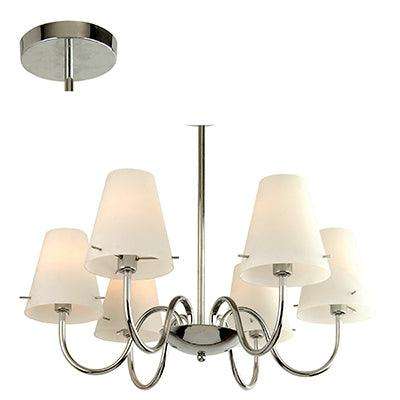 ***6 Lt Madlyn Chandelier Glass & Chrome E14 6x60w