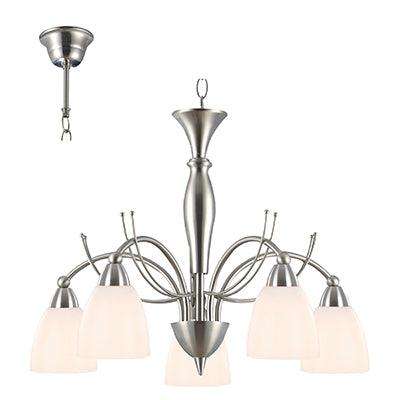 5 Lt Sasha Chandelier Satin Chrome E14 5x40w