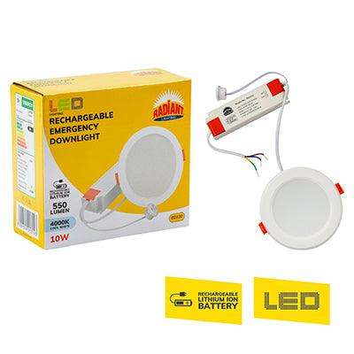 Rechargeable Emergency Downlight White Led 10w 4000 K
