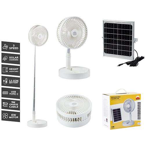 Rechargeable Portable Folding Fan With Solar Panel