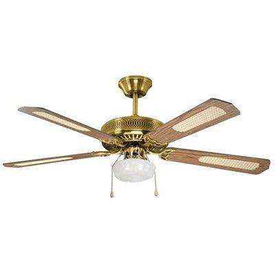Rattan Ceiling Fan With Light Antique Brass E27 1x60w