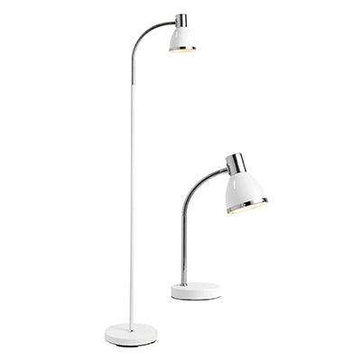 ***Floor & Table Light Twin Pack Chrome & White Set