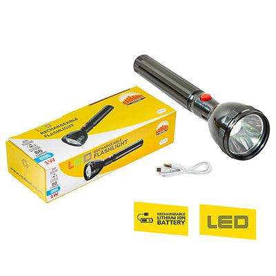 Rechargeable Flashlight Black Led 1w 6500 K