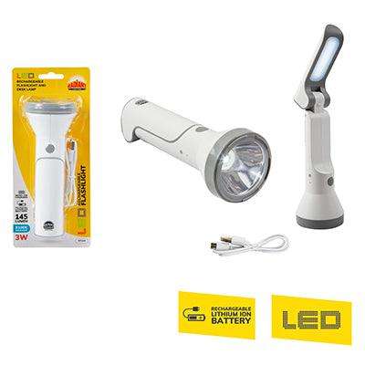 Rechargeable Flashlight White Led 3w & Desk Lamp Led 1.4w