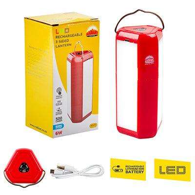 Rechargeable 3 Sided Lantern Red Led 6w 6500 K