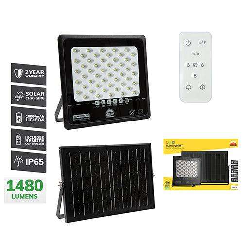 Solar Floodlight & Remote Led 1500lm 6500 K