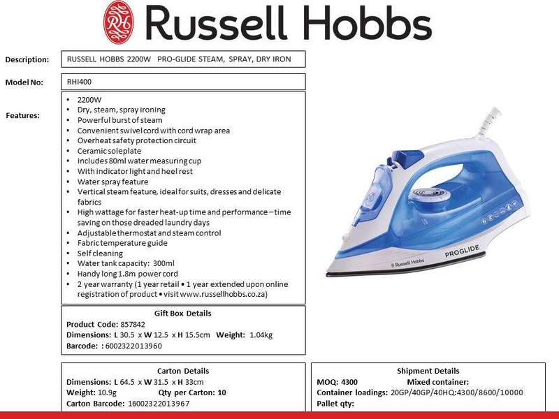 Rhi400 Rh 2200 W Pro Glide Stea