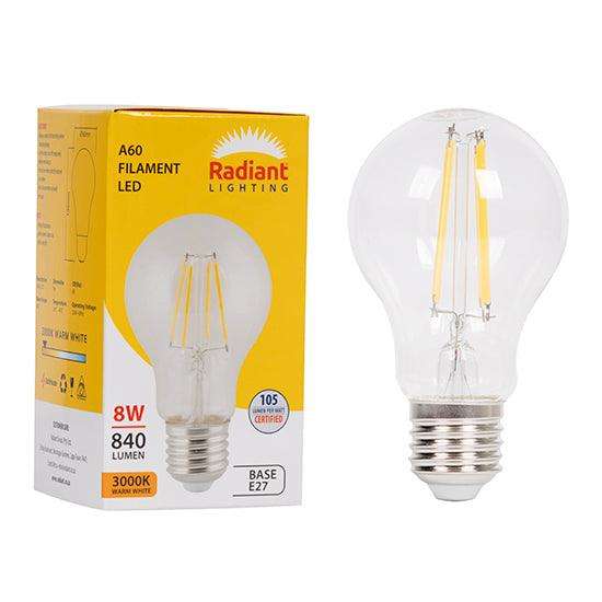 A60 Filament Clear 8w Led E27 3000 K N