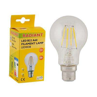 A60 Filament Clear 8w Led B22 3000 K N