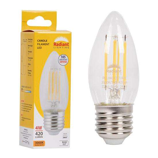 Candle Filament Clear 4w Led E27 3000 K N