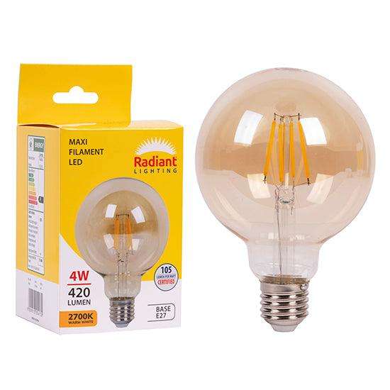 Maxi Globe G95 Filament Amber 4w Led E27 2700 K N