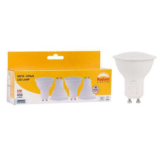 Gu10 Frosted Lens 5w Led 4000 K Non Dimmable 4 Pack N