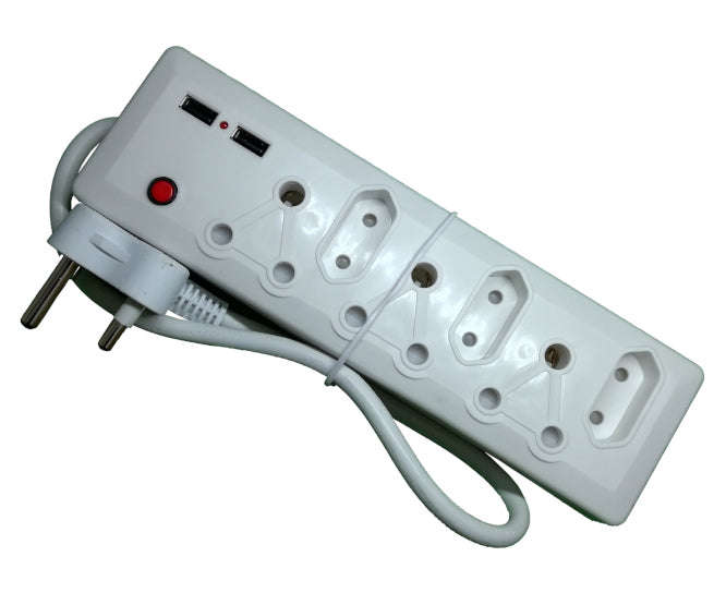 Multiplug Mains Extension Adapter 3x16 A 2x Usb 3x2 Pin 40x150x370mm Rn 06