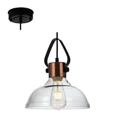 ***Pendant Antique Copper/Black & Clear Glass E27 1x40w
