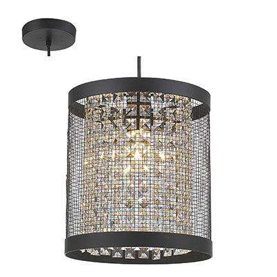***Mesh & Crystal Pendant Black E27 1x40w