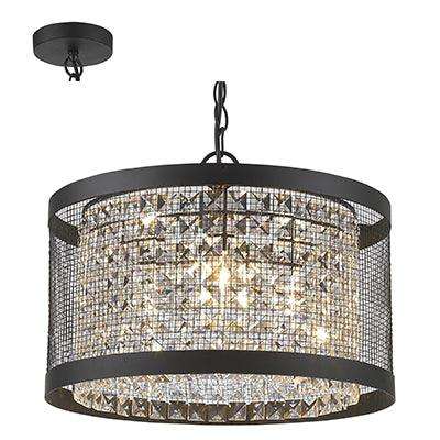 ***Mesh & Crystal Pendant Black E14 3x40w