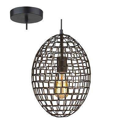 Grid Oval Pendant Black E27 1x40w