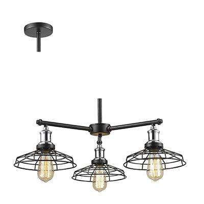 ***Grid 3 Lt Pendant Black/Chrome E27 3x40w