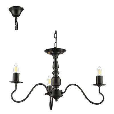 3 Lt Chandelier Black E27 3x40w