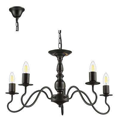 5 Lt Chandelier Black E27 5x40w