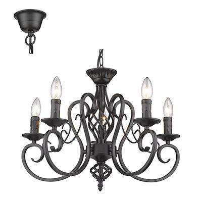 5 Lt Chandelier Black E14 5x40w
