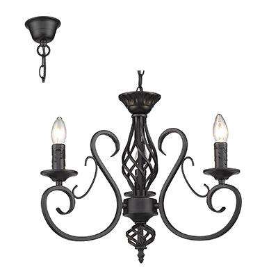 3 Lt Chandelier Black E14 3x40w