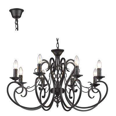 8 Lt Chandelier Black E14 8x40w