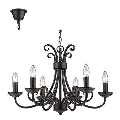 6 Lt Chandelier Black E14 6x40w