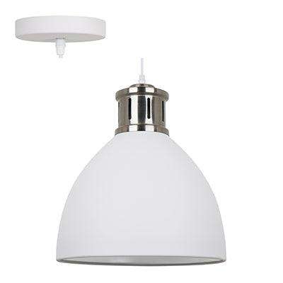 Pendant Steel 330mm White & Satin Nickel E27 1x40w