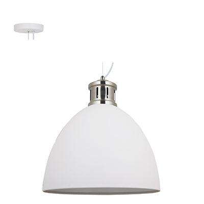 Pendant Steel 400mm White & Satin Nickel E27 1x40w