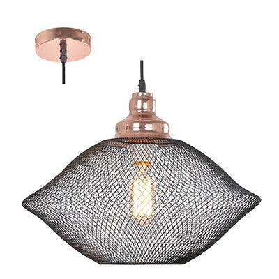 ***Mesh Pendant 420mm Matt Black/Copper E27 1x40w