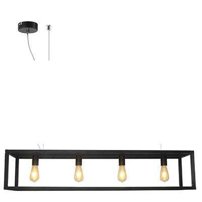 Pendant 4 Lt Metal Black E27 4x60w