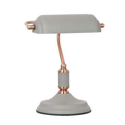 Bankers Table Lamp Grey & Copper 1x E27