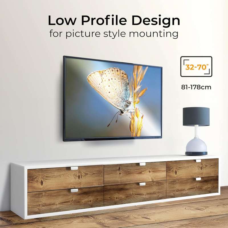 32 70" Flat To Wall Tv Mount Bracket Built In Spirit Level