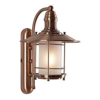 ***Lantern Wall Light Down Facing Antique Copper 1x E14