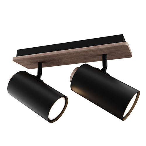 Sol S/Light 2 Light Bar Black/Wood Gu10 2x5w