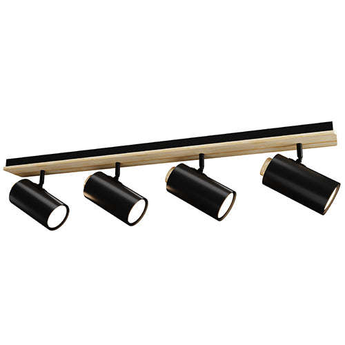 Sol S/Light 4 Light Bar Black/Wood Gu10 4x5w