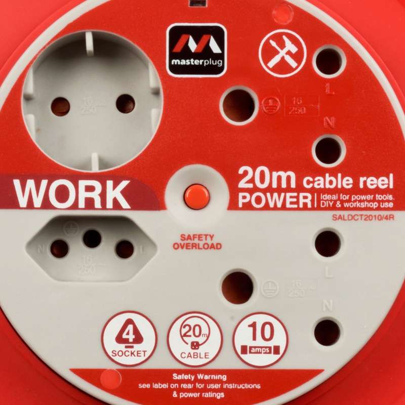 Light Duty 20m Cable Open Reel 4 Socket Without Switch
